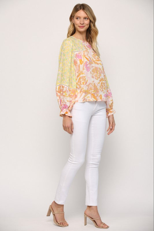 Elissa Mixed Print Top