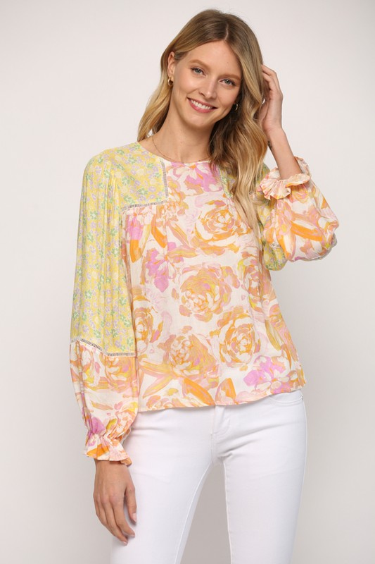 Elissa Mixed Print Top