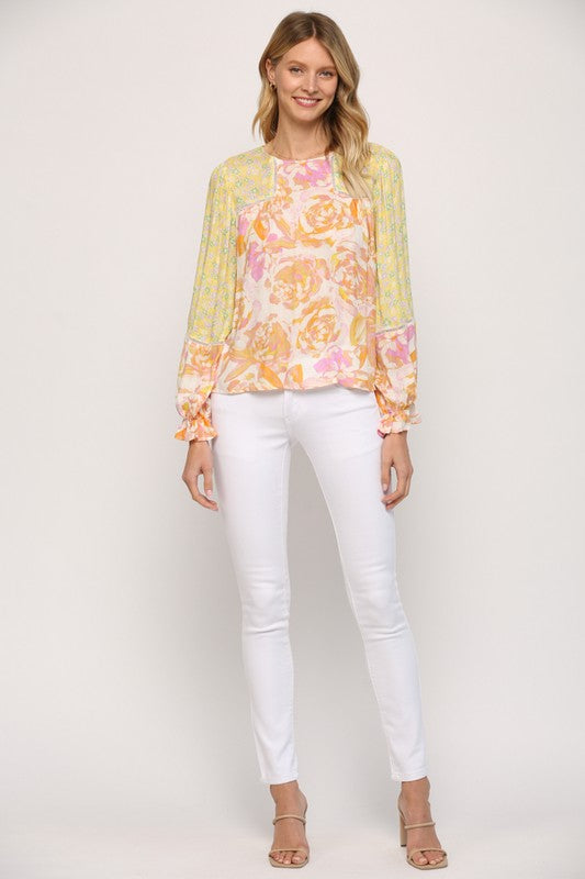 Elissa Mixed Print Top