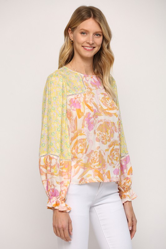 Elissa Mixed Print Top