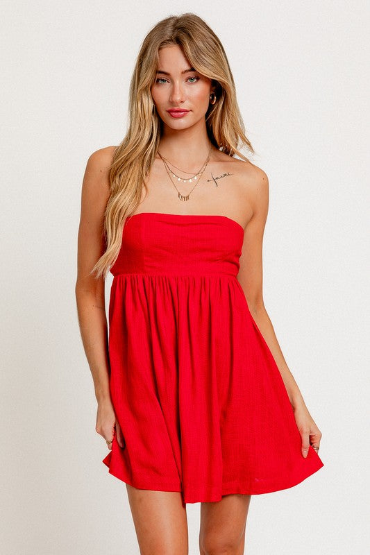 Alimia Babydoll Tube Dress (Red) — Goldi Boutique