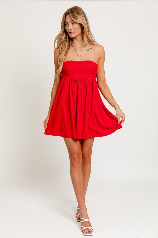 red mini tube dress Alimia Babydoll Tube Dress (Red) — Goldi Boutique