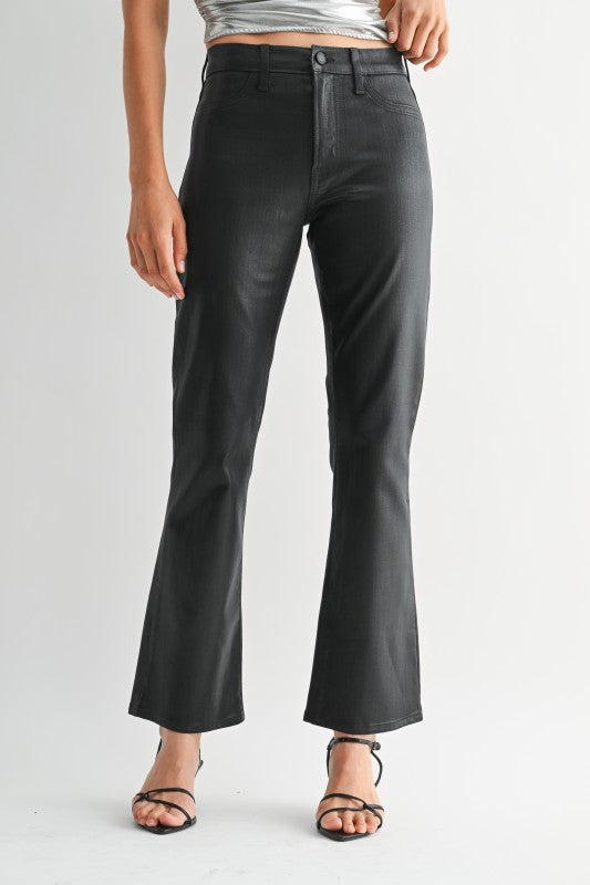 Seana Black Coated Slim Bootcut Denim