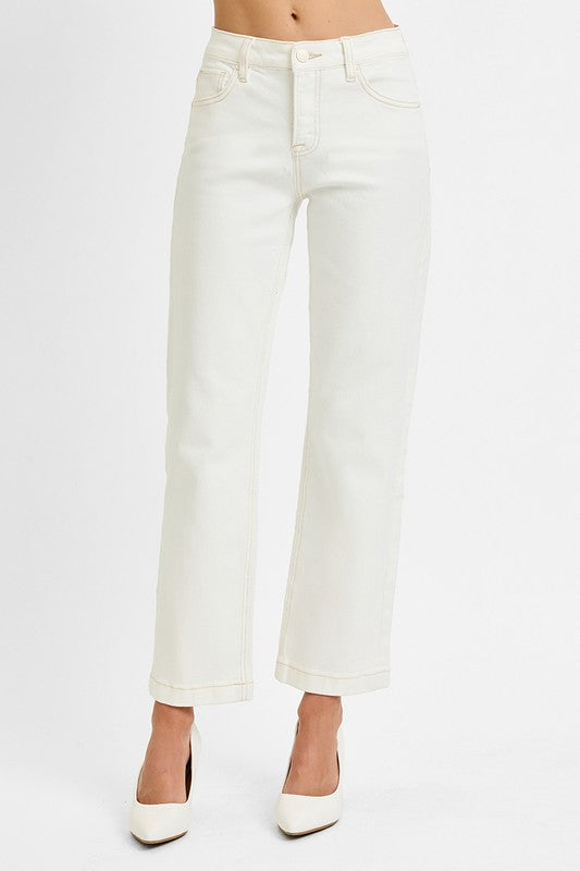 Haley Mid Rise Ankle Straight Jeans