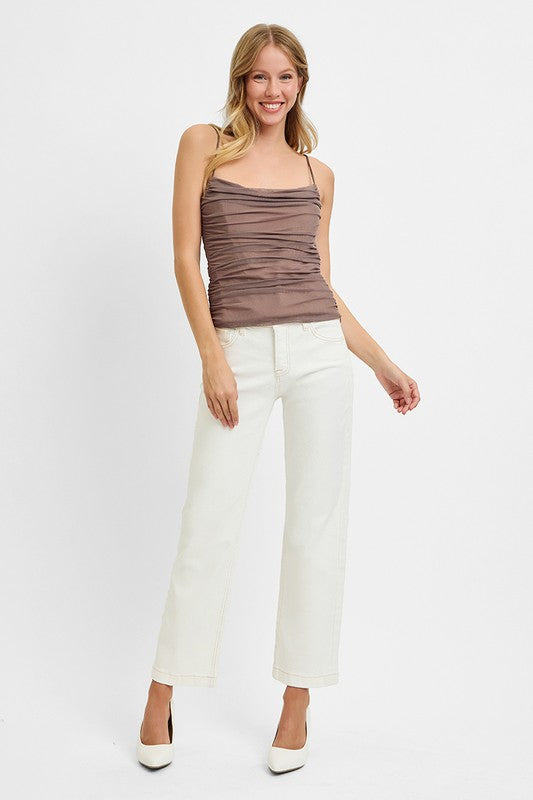 Haley Mid Rise Ankle Straight Jeans