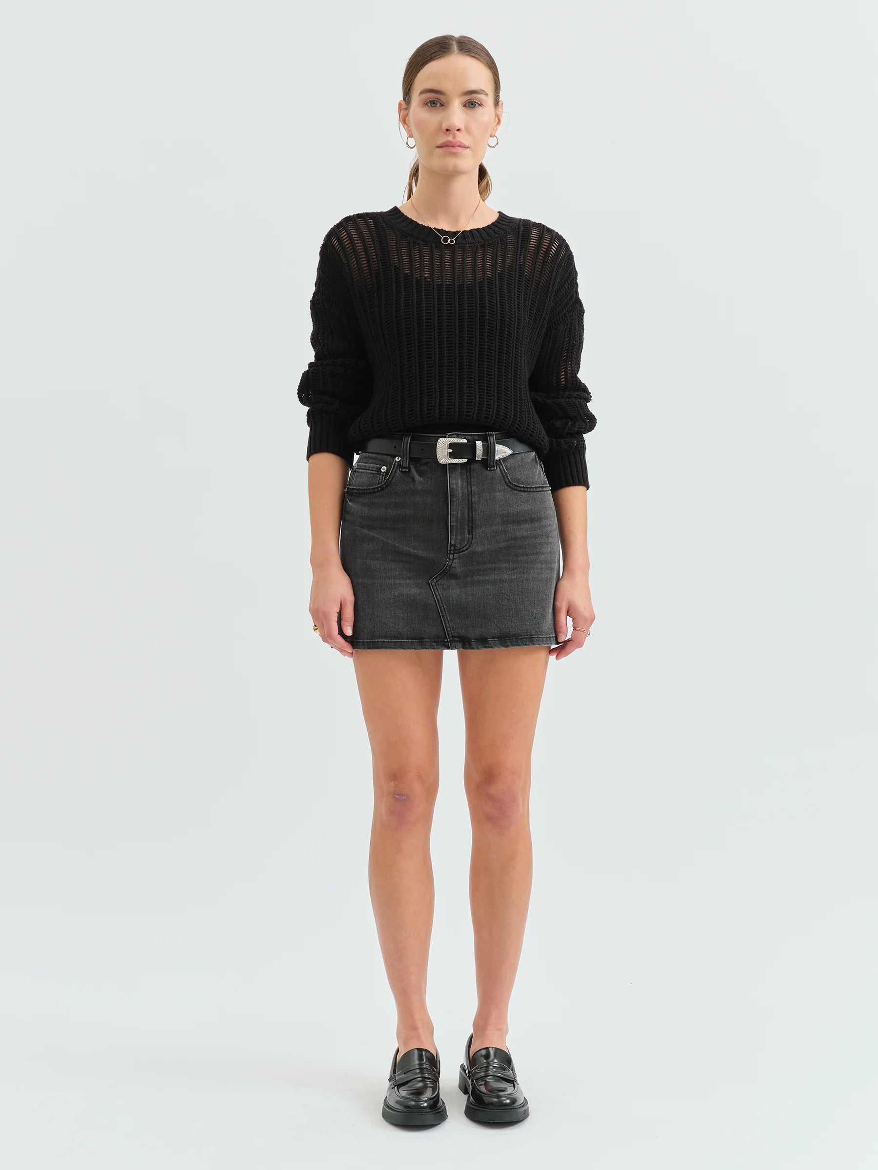 Malibu Mid Waist Mini Denim Skirt