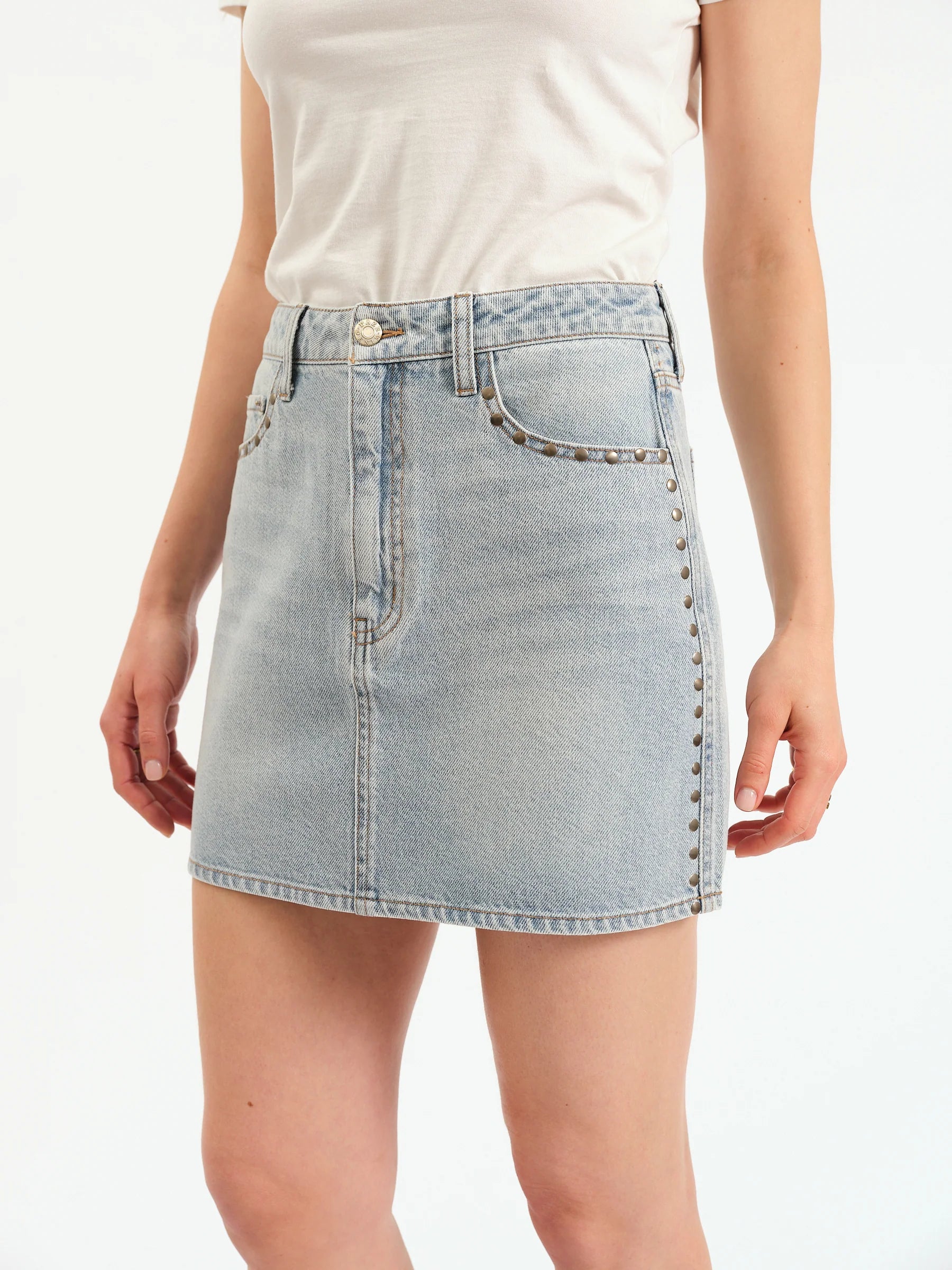 Stash High Rise Studded Denim Skirt