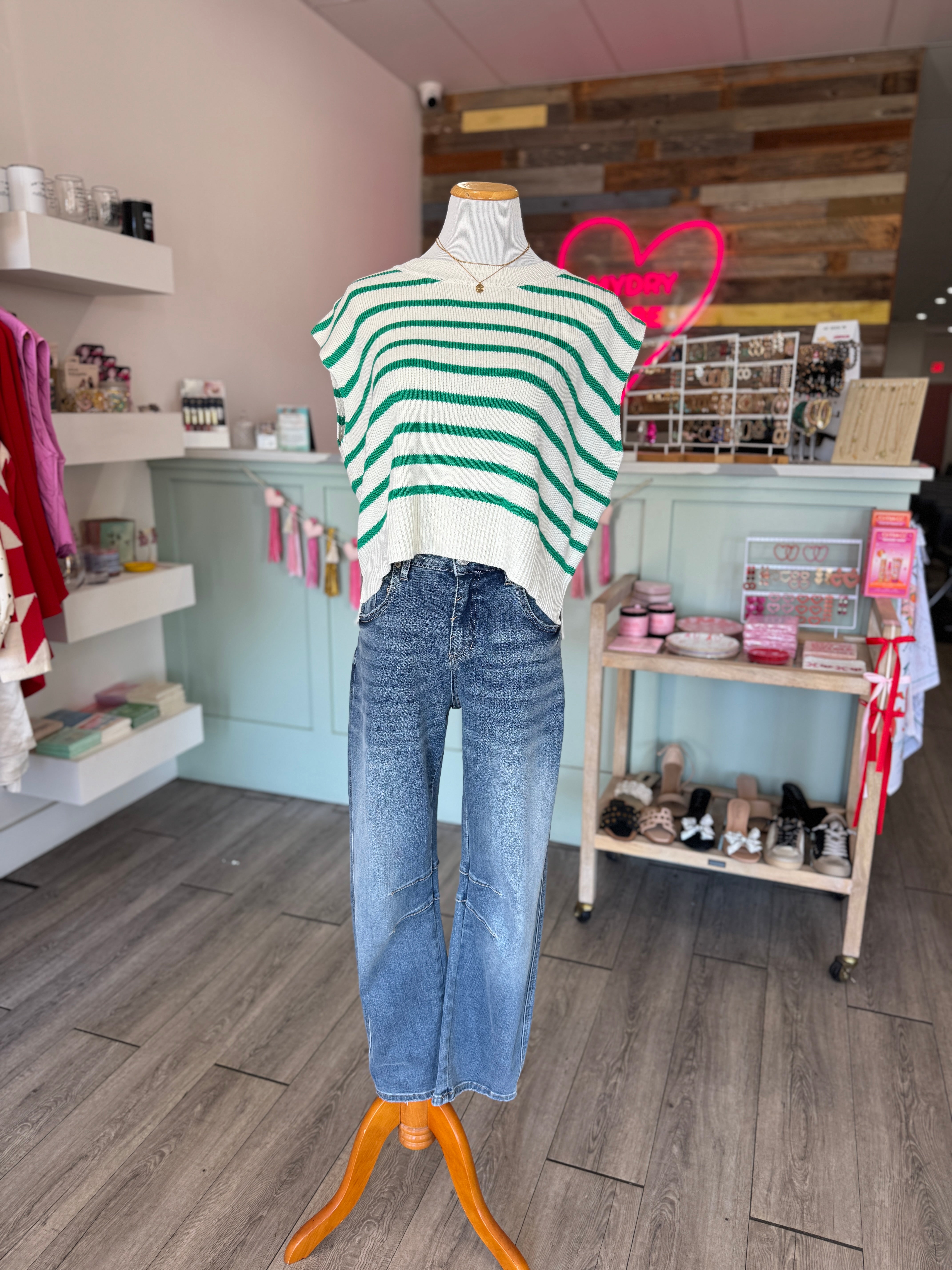 Marissa Knit Striped Top (Green)