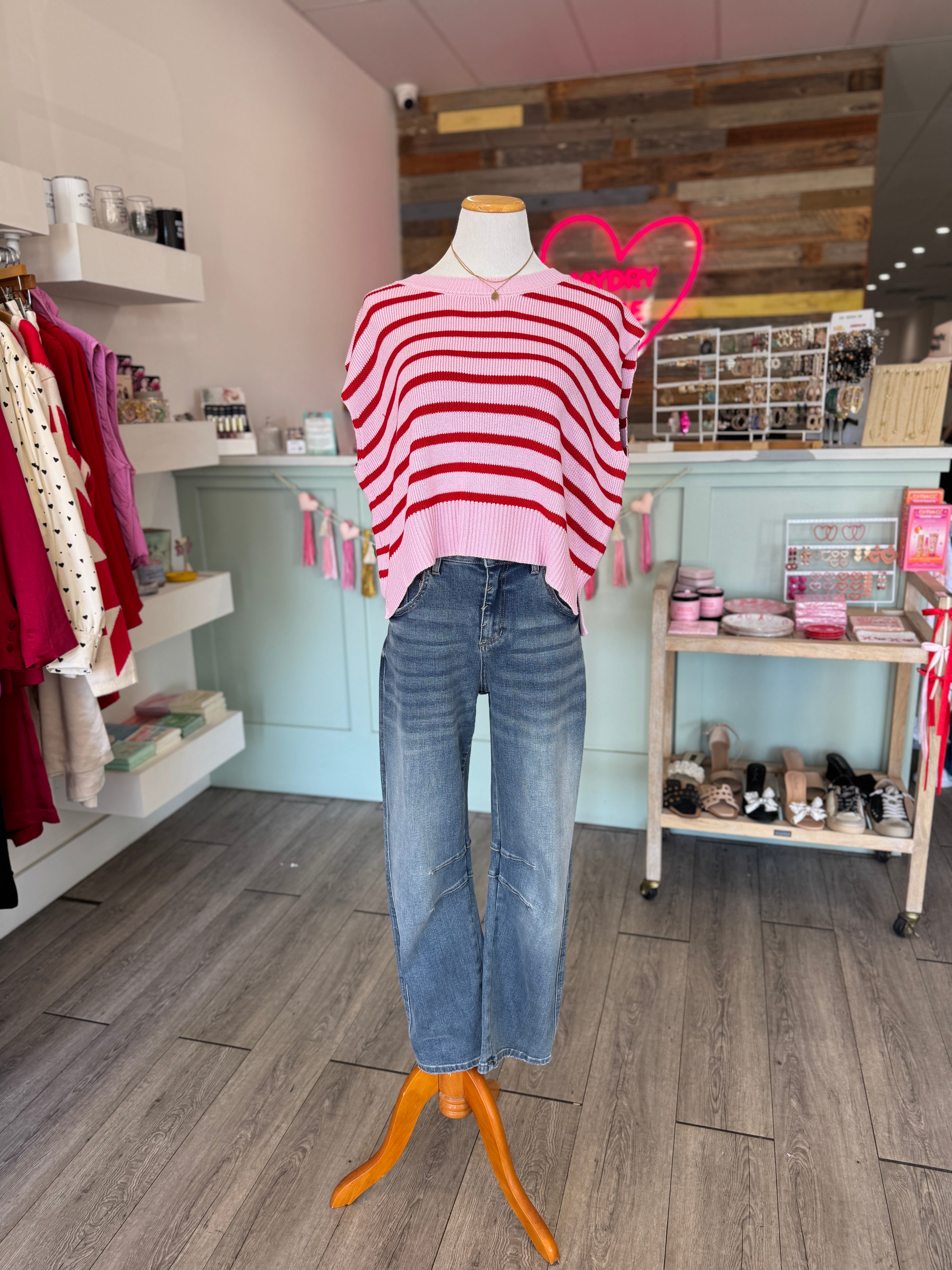 Marissa Knit Striped Top (Pink)