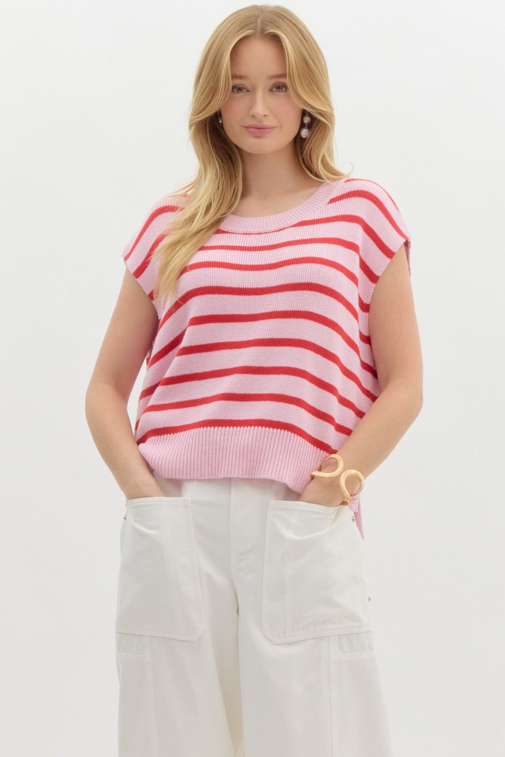 Marissa Knit Striped Top (Pink)