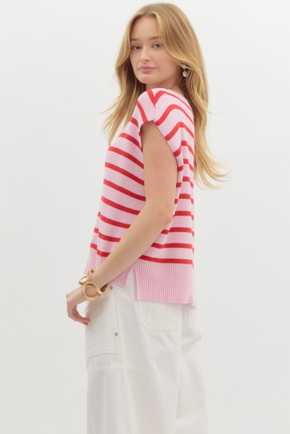 Marissa Knit Striped Top (Pink)