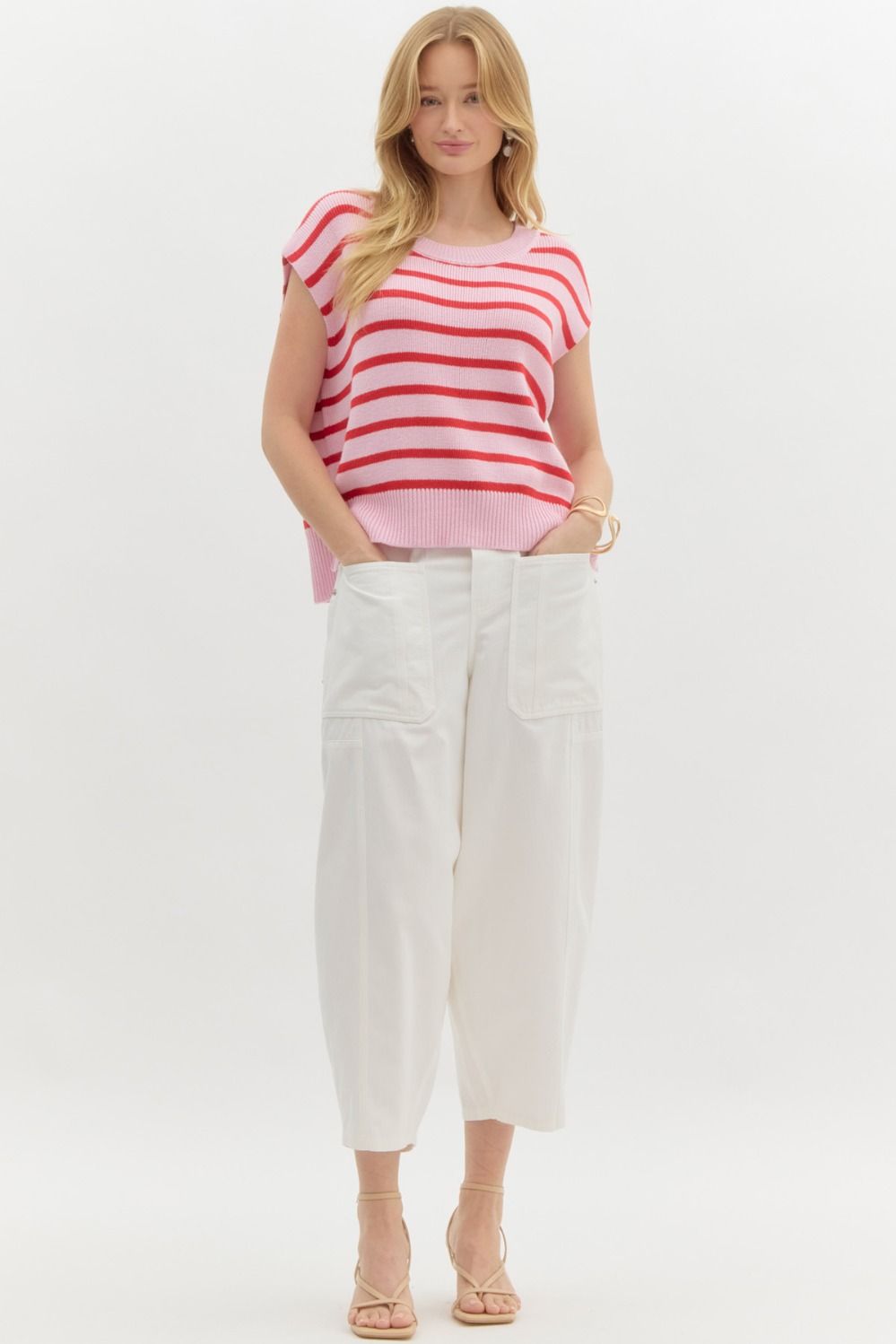 Marissa Knit Striped Top (Pink)