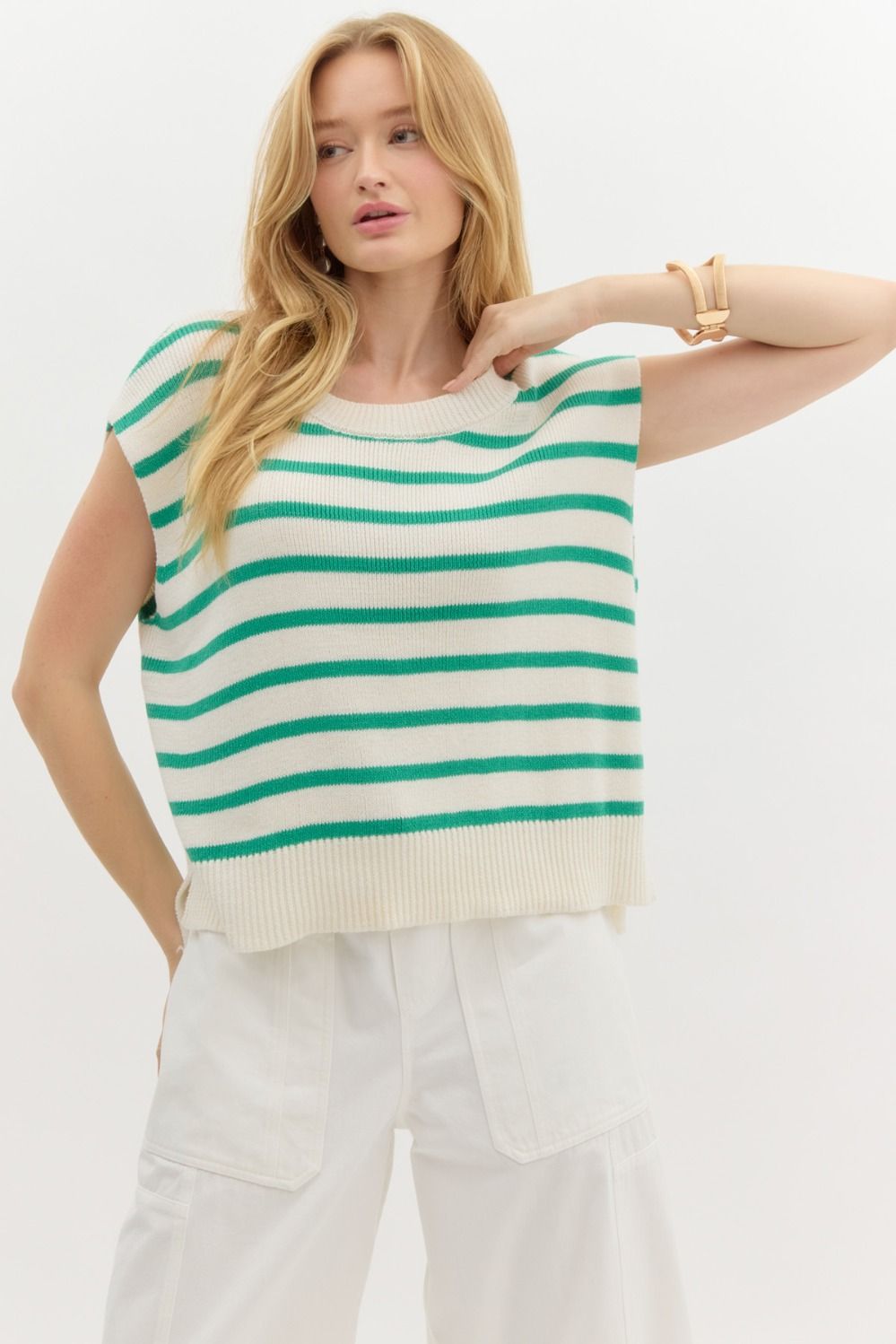 Marissa Knit Striped Top (Green)