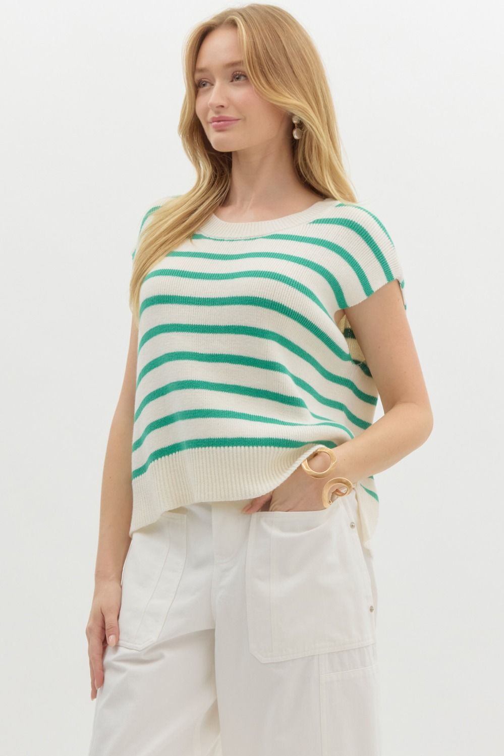 Marissa Knit Striped Top (Green)