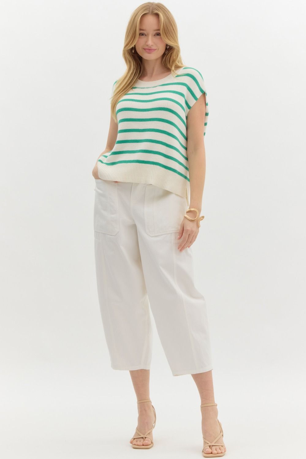 Marissa Knit Striped Top (Green)
