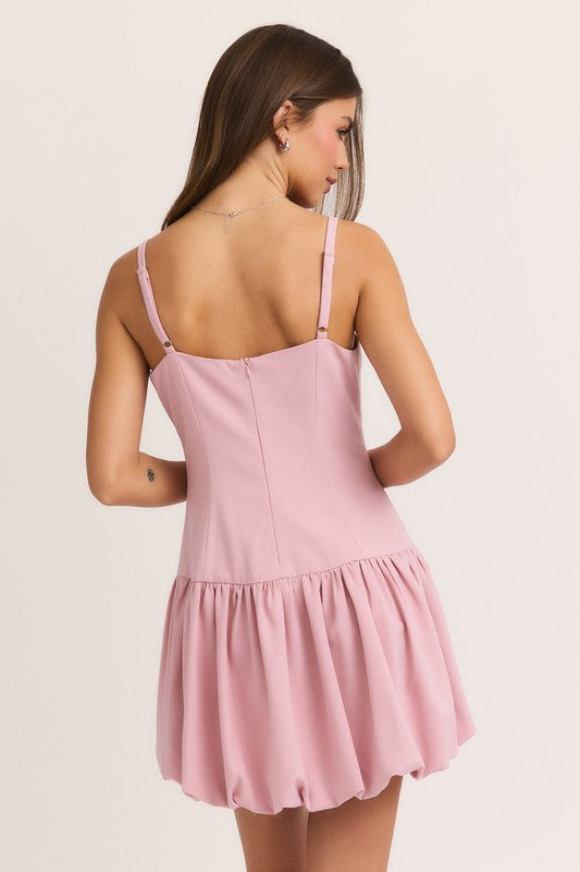 Leelee Balloon Hem Mini Dress (Pink)