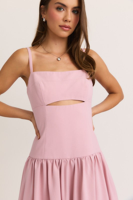 Leelee Balloon Hem Mini Dress (Pink)