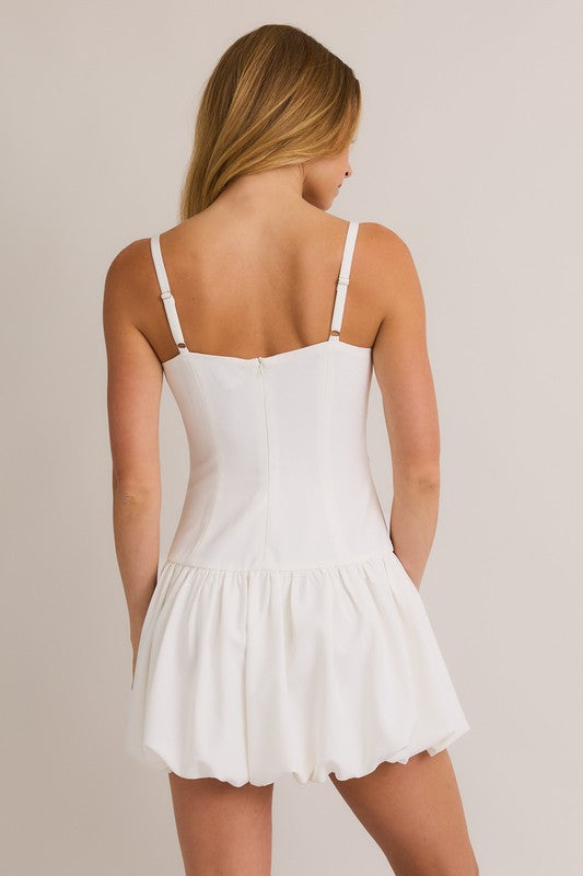 Leelee Balloon Hem Mini Dress (White)