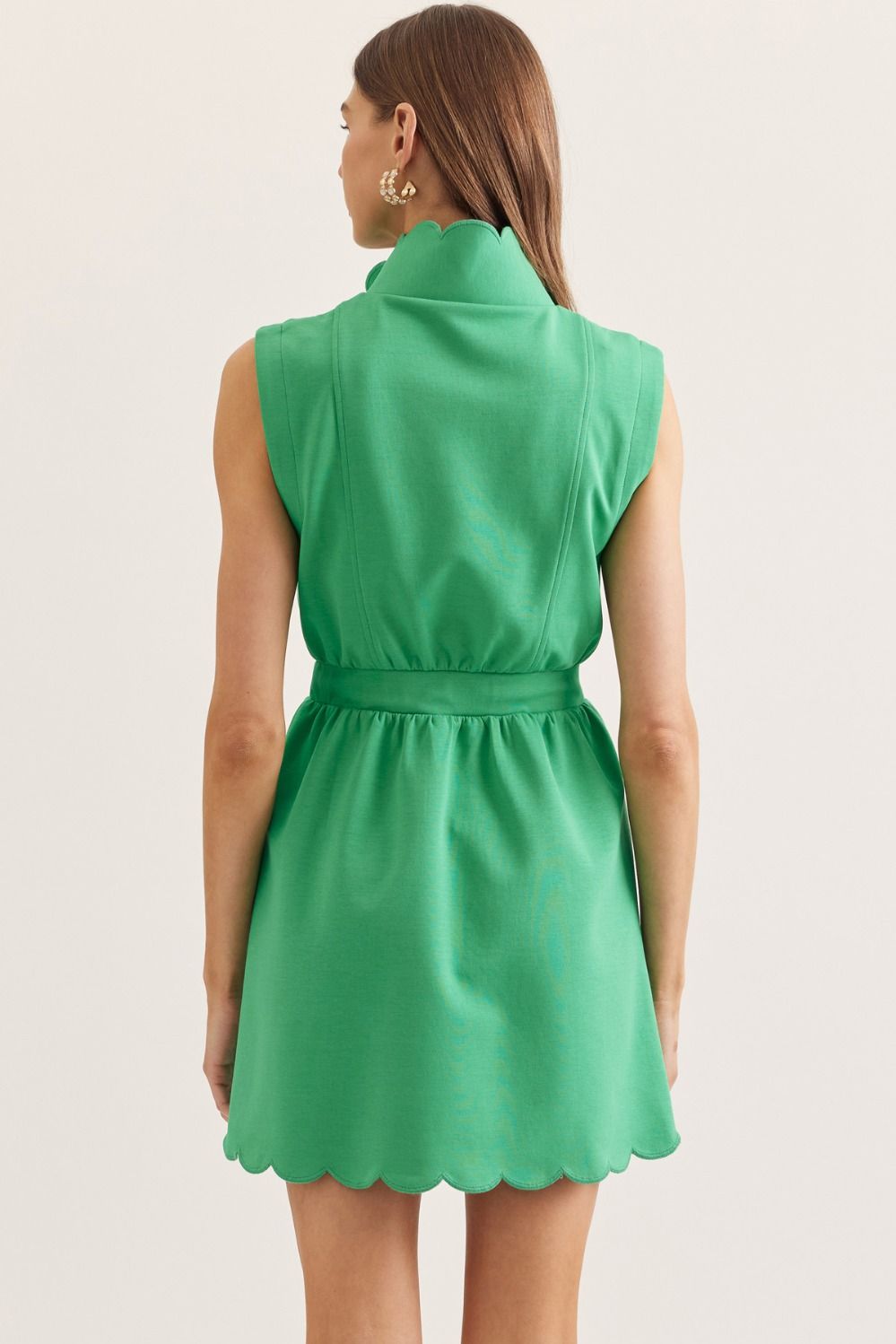 Merrick Scallop Trim Zip Dress
