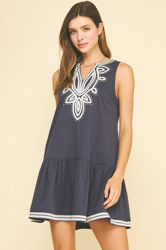 Lindsay Embroidered Mini Dress