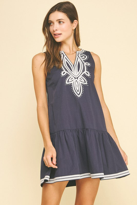 Lindsay Embroidered Mini Dress