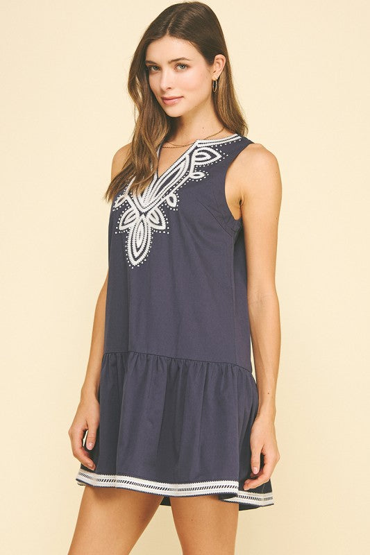 Lindsay Embroidered Mini Dress