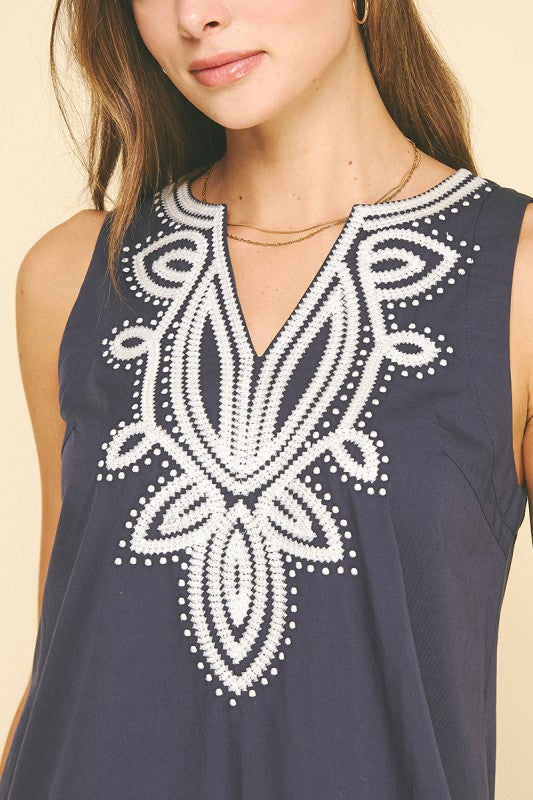 Lindsay Embroidered Mini Dress