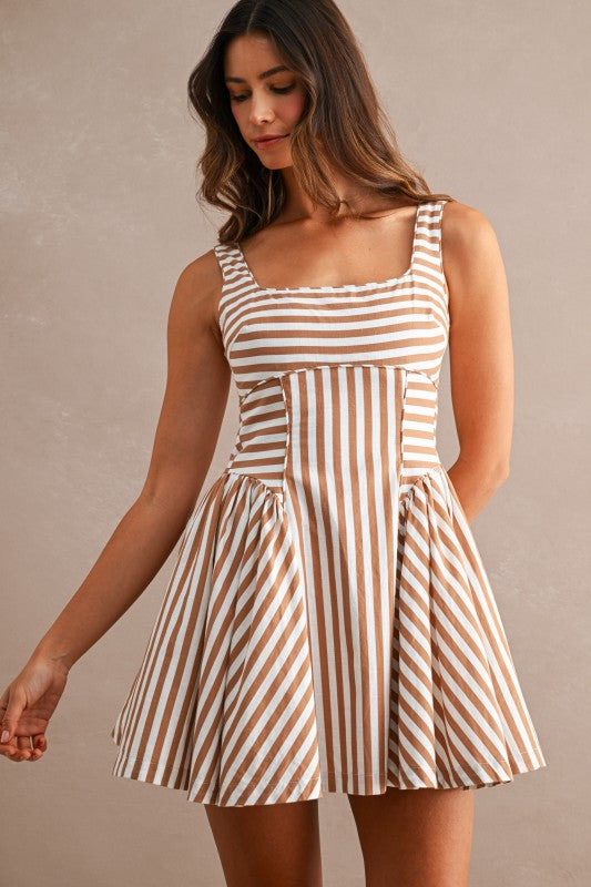 Marianna Striped Cut Out Mini Dress