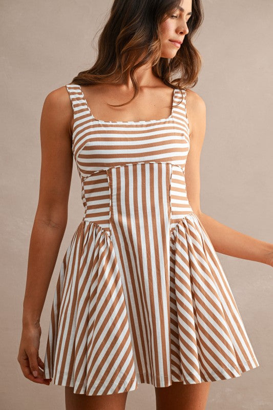 Marianna Striped Cut Out Mini Dress