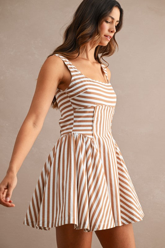 Marianna Striped Cut Out Mini Dress