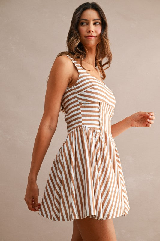 Marianna Striped Cut Out Mini Dress