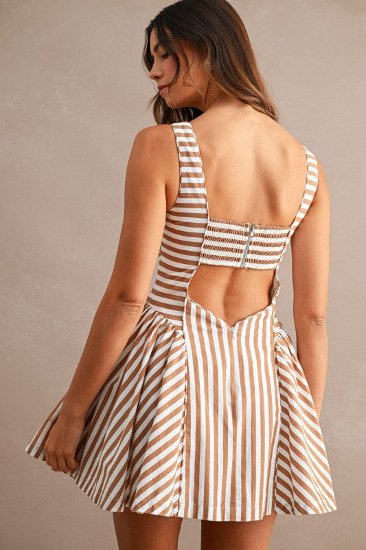 Marianna Striped Cut Out Mini Dress