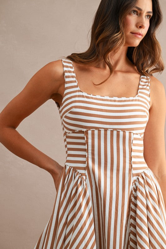 Marianna Striped Cut Out Mini Dress