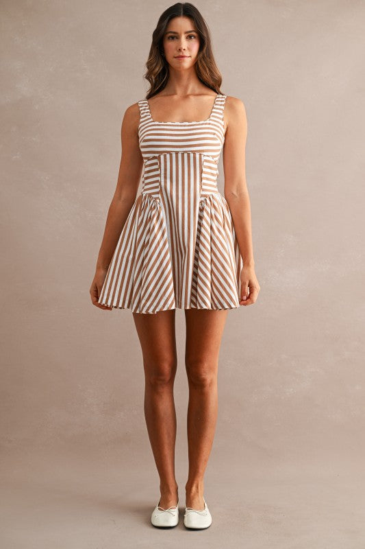 Marianna Striped Cut Out Mini Dress