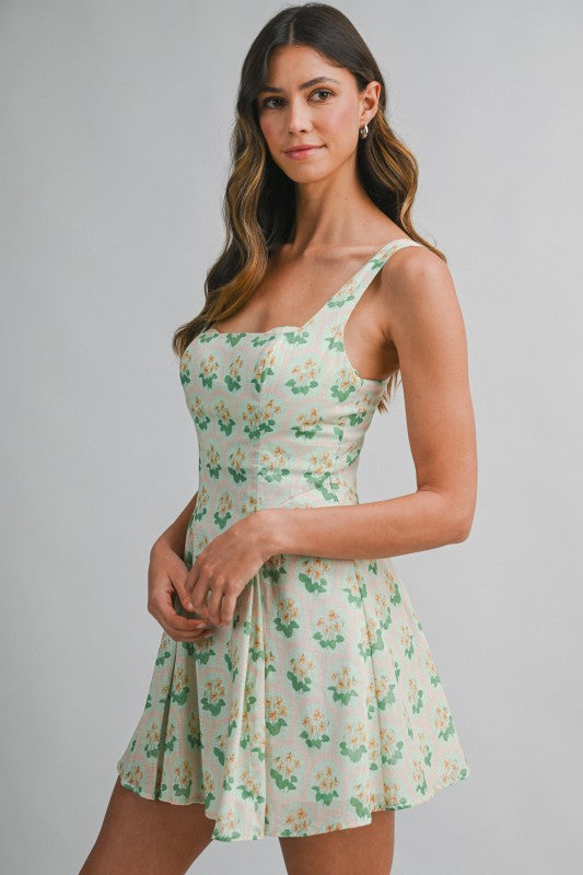 Lyudmila Floral Flared Mini Dress