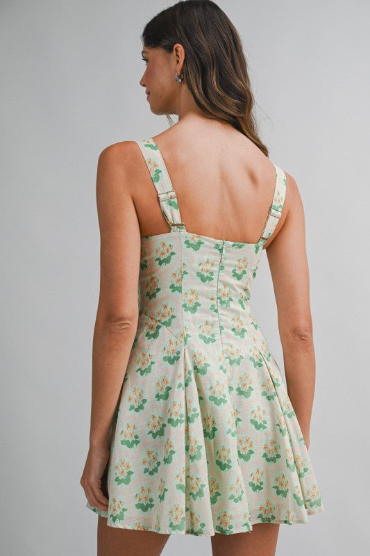 Lyudmila Floral Flared Mini Dress