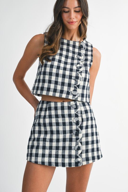 Alina Gingham Scallop Set