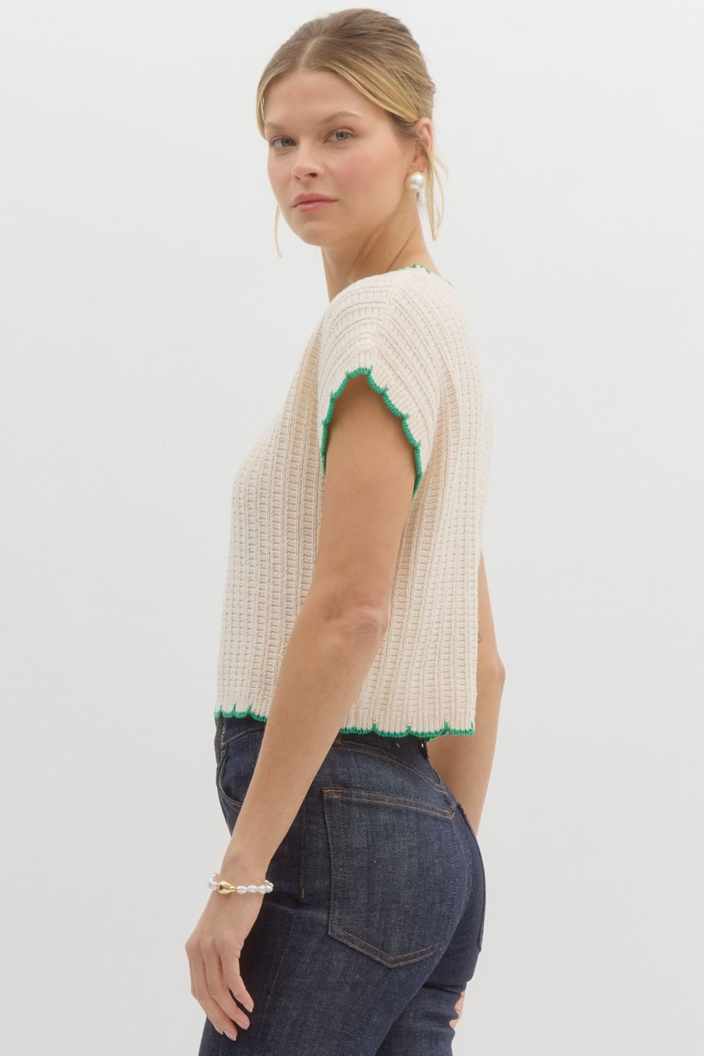 Jennie Scallop Knit Top (Cream)