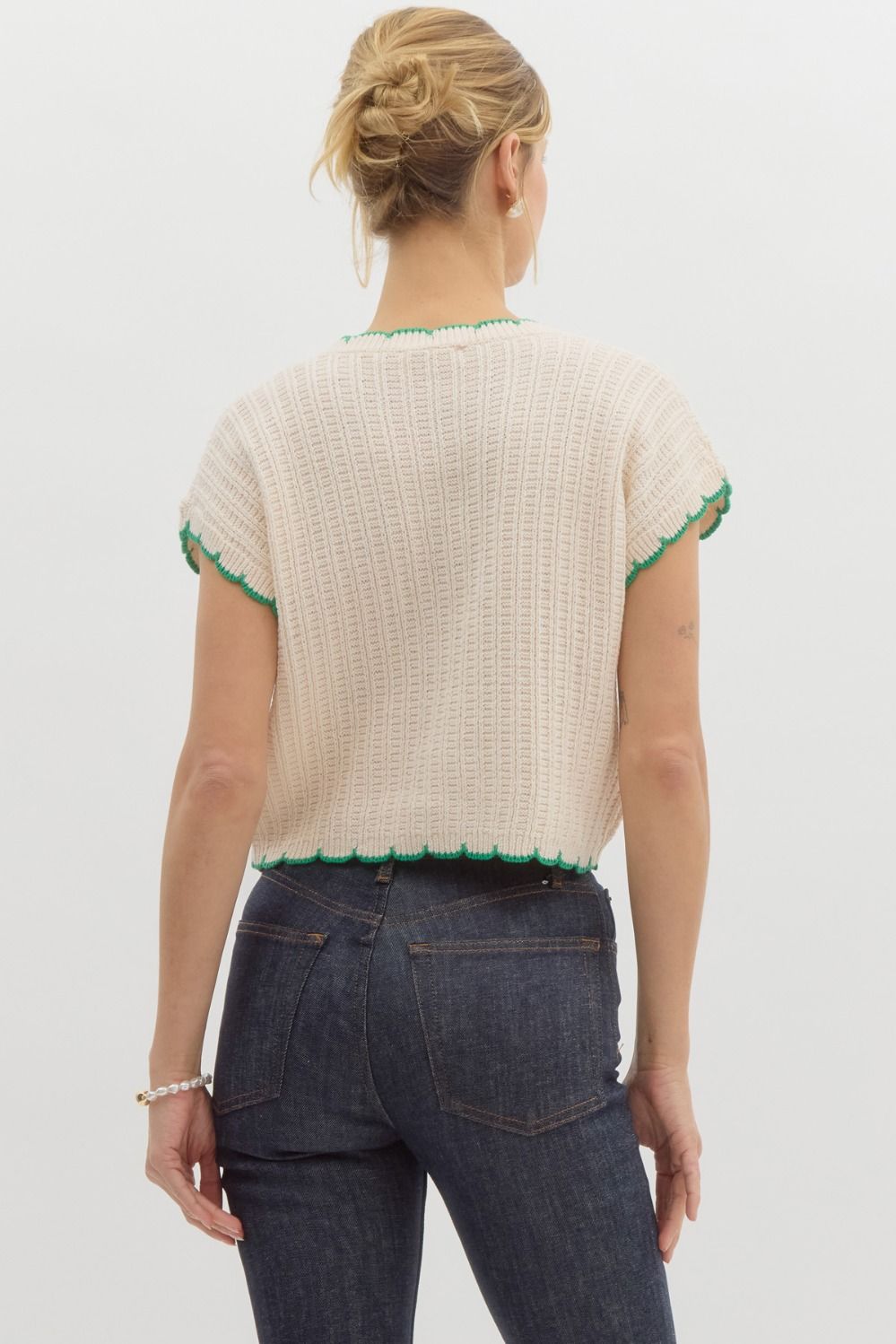 Jennie Scallop Knit Top (Cream)