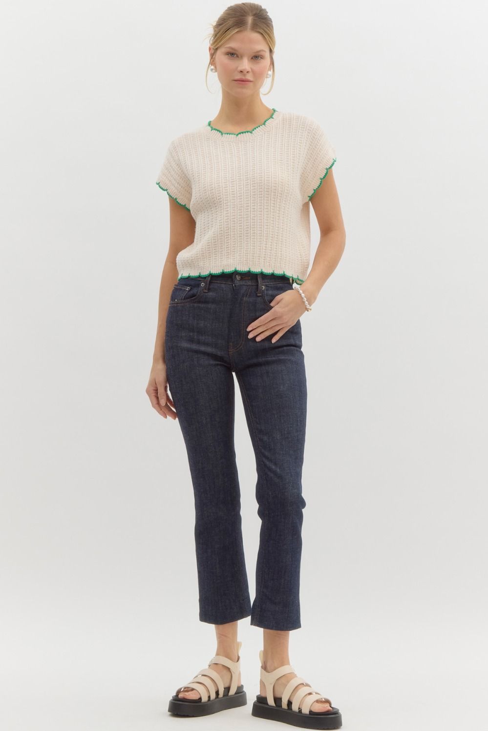 Jennie Scallop Knit Top (Cream)