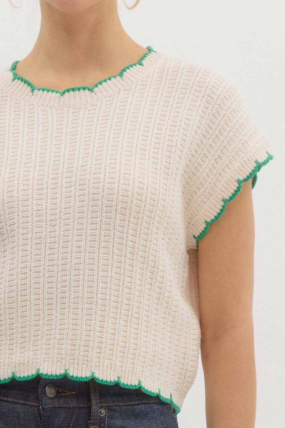 Jennie Scallop Knit Top (Cream)