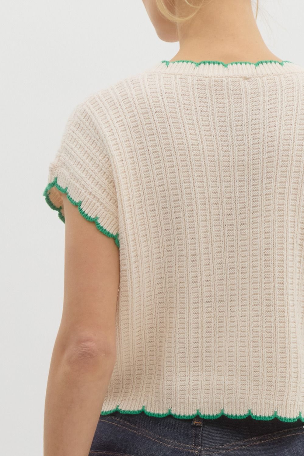 Jennie Scallop Knit Top (Cream)