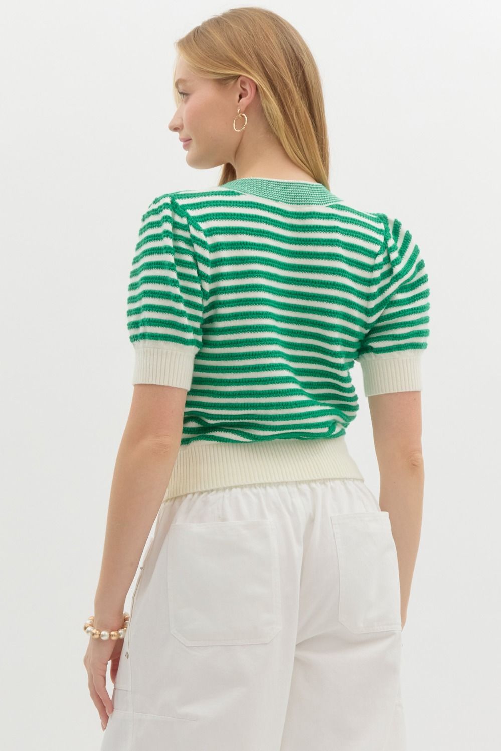 Alana Bow Puff Sleeve Cardigan