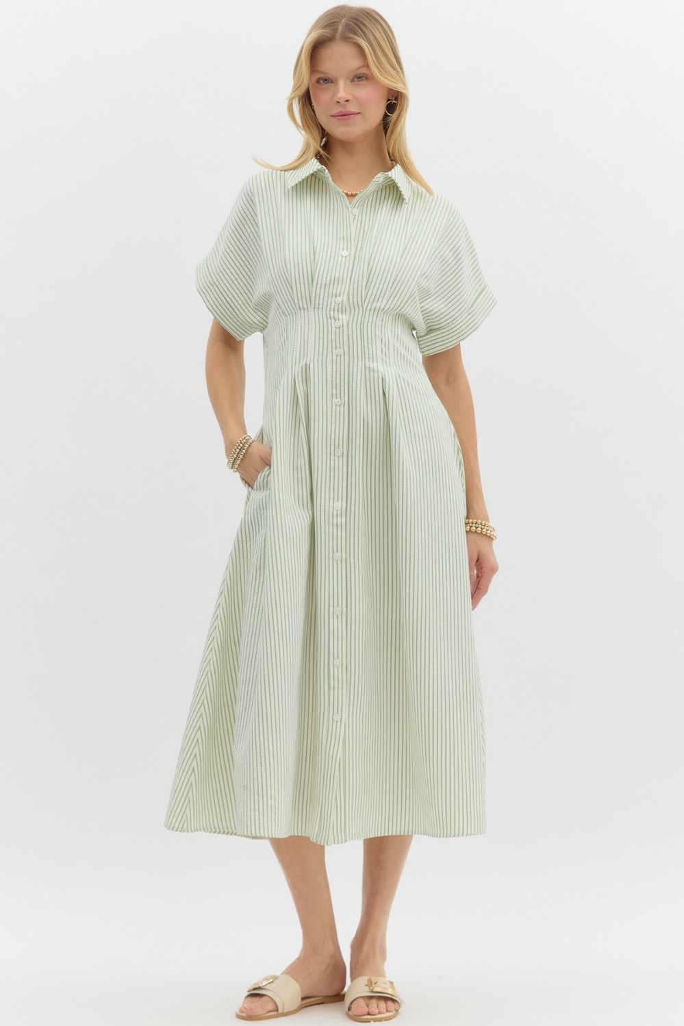Helena Striped Midi Dress
