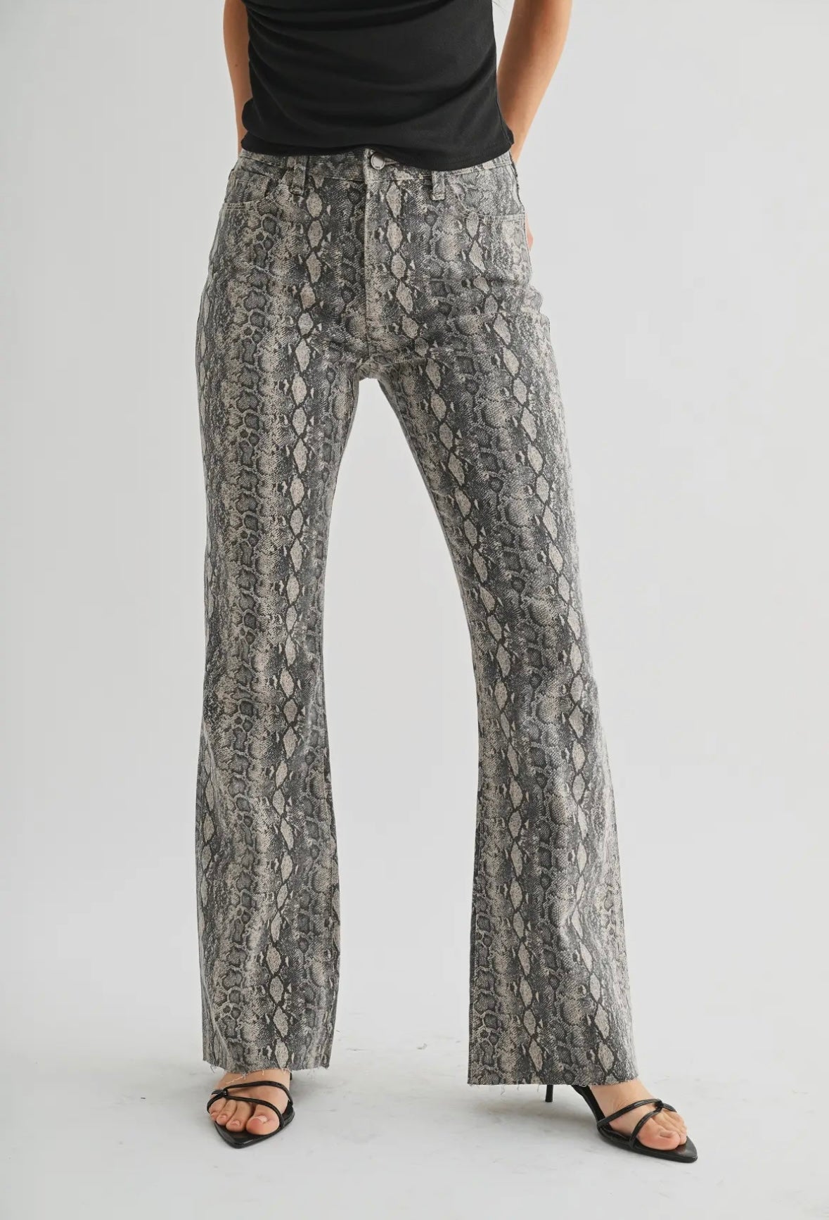 Bebe Snakeskin Flare Jeans