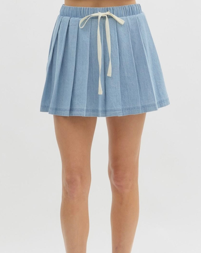 Addie Denim Pleated Skort