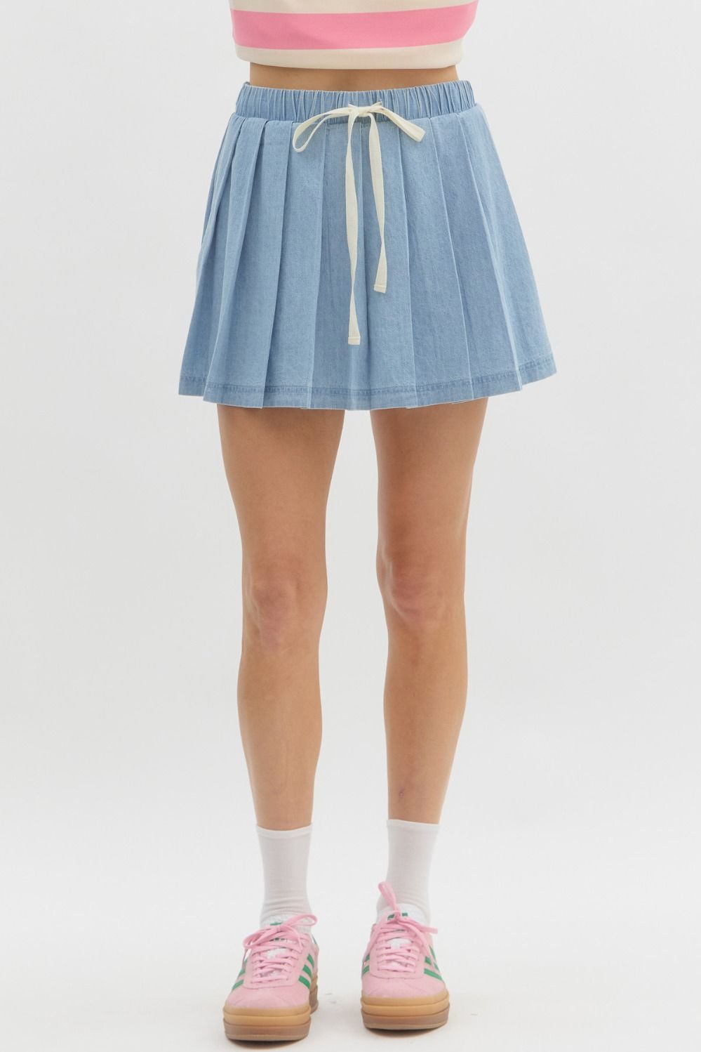 Addie Denim Pleated Skort