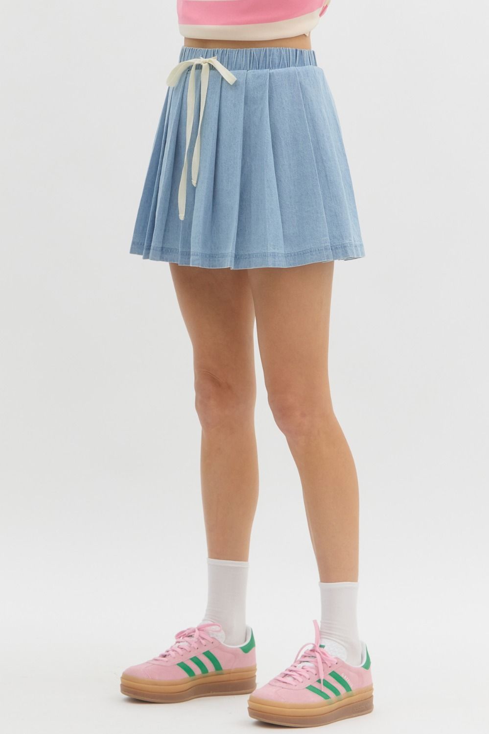 Addie Denim Pleated Skort