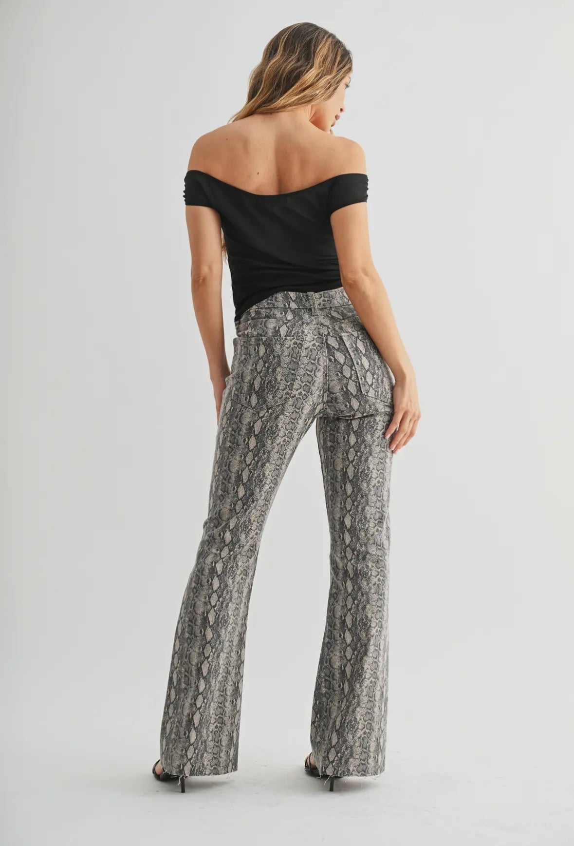 Bebe Snakeskin Flare Jeans