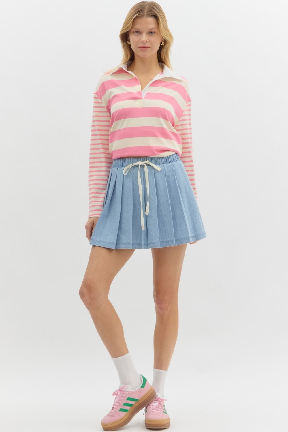 Addie Denim Pleated Skort